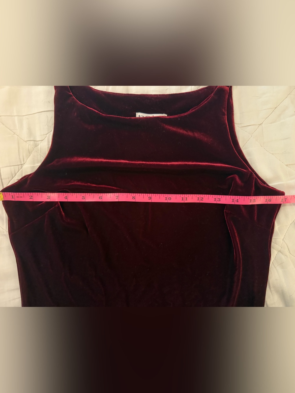 Vintage 1990’s Bebe Burgundy Red Velvet Midi Dress Size L Grunge Y2K Minimalist - Picture 8 of 12